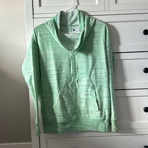 Lightweight Kelly green sweatshirt with cowl neck ties